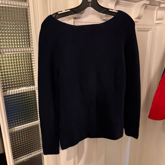 EVERLANE Women’s Navy Blue Wool Sweater Boat Neck Long Sleeve Sz M - Picture 4 of 9
